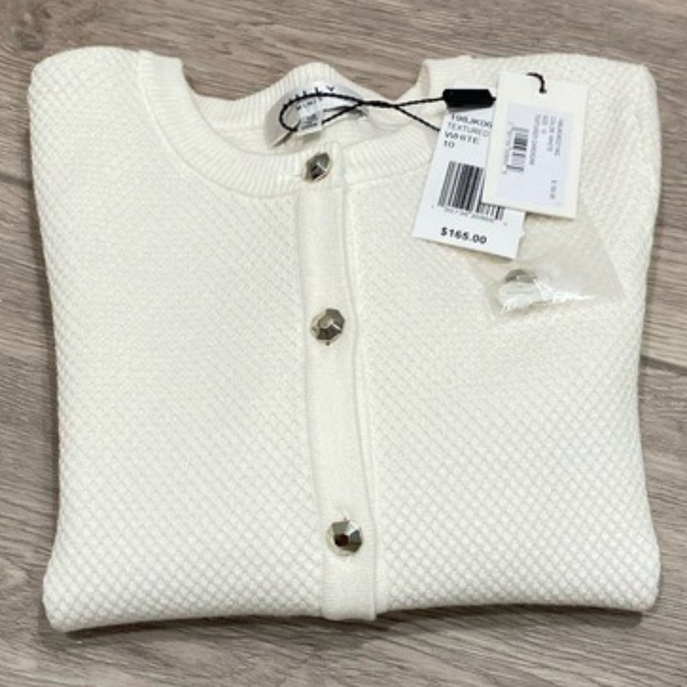 Milly Minis White Cardigan Sweater with Silver Buttons Sz 10 NWT